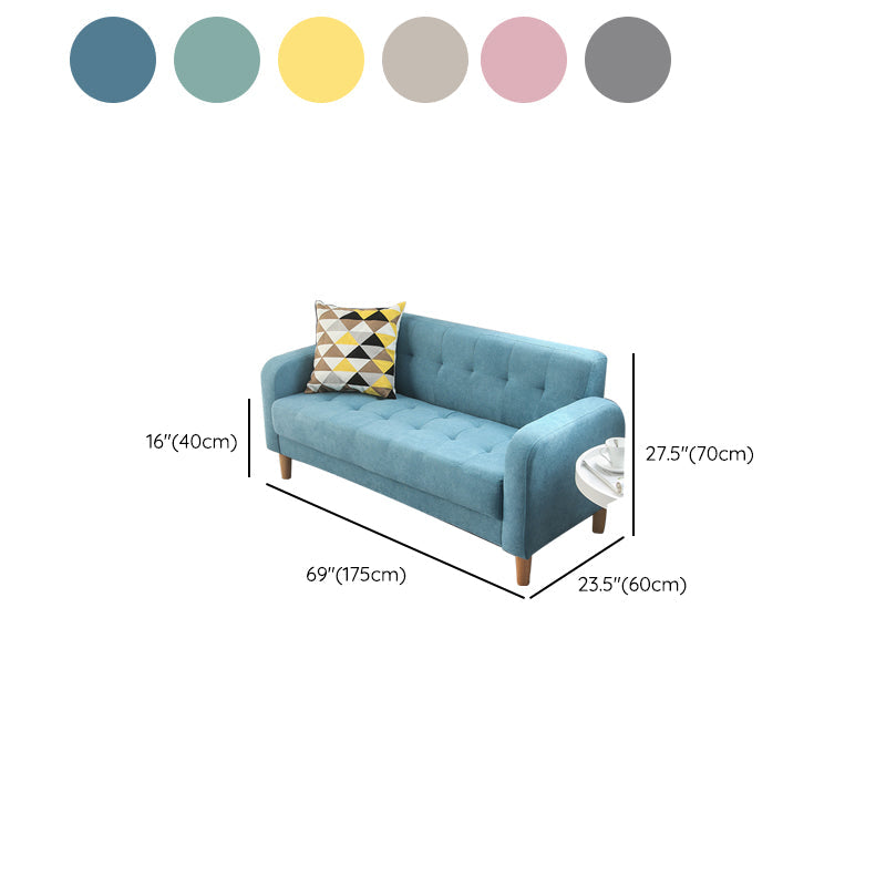 Tufted Fabric Sofa with Four Wooden Legs Square Tufted Sofa for Bonus Room Clearhalo 'furn' 'furn_sofas' 'Furniture' 'Living Room Furniture' 'Sofa' 'sofas' 7071546