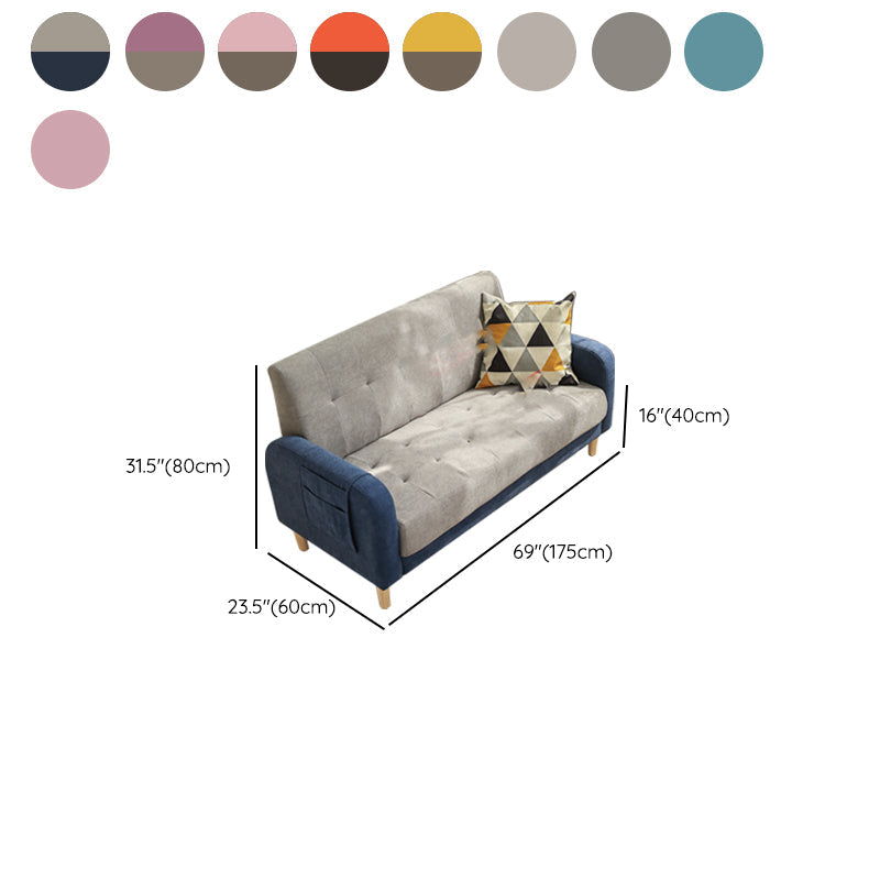 Tufted Fabric Sofa with Four Wooden Legs Square Tufted Sofa for Bonus Room Clearhalo 'furn' 'furn_sofas' 'Furniture' 'Living Room Furniture' 'Sofa' 'sofas' 7071550
