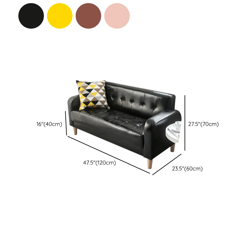 Tufted Fabric Sofa with Four Wooden Legs Square Tufted Sofa for Bonus Room Clearhalo 'furn' 'furn_sofas' 'Furniture' 'Living Room Furniture' 'Sofa' 'sofas' 7071551