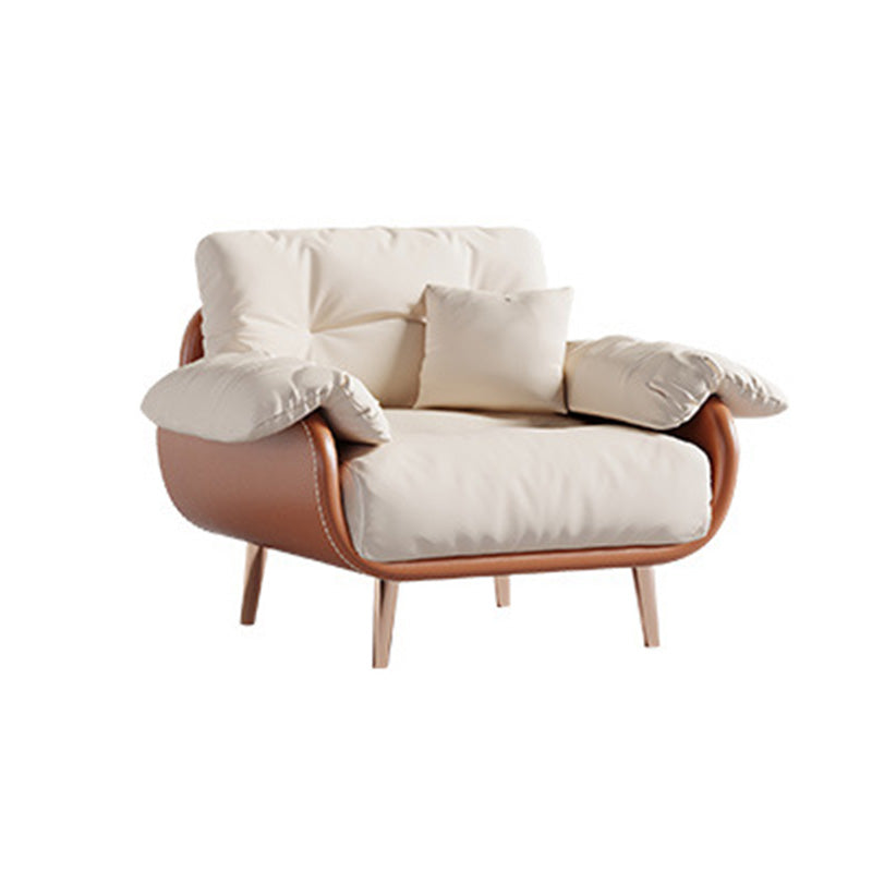 Modern Faux Leather Loose Back Seating Hair Pin Legs Sofa for Living Room