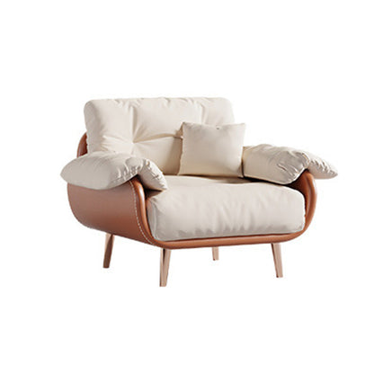 Modern Faux Leather Loose Back Seating Hair Pin Legs Sofa for Living Room