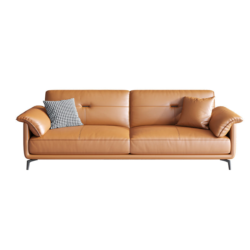 Sofa de canapé en cuir en cuir en cuir en cuir en housse de style nordique en orange pour l'appartement