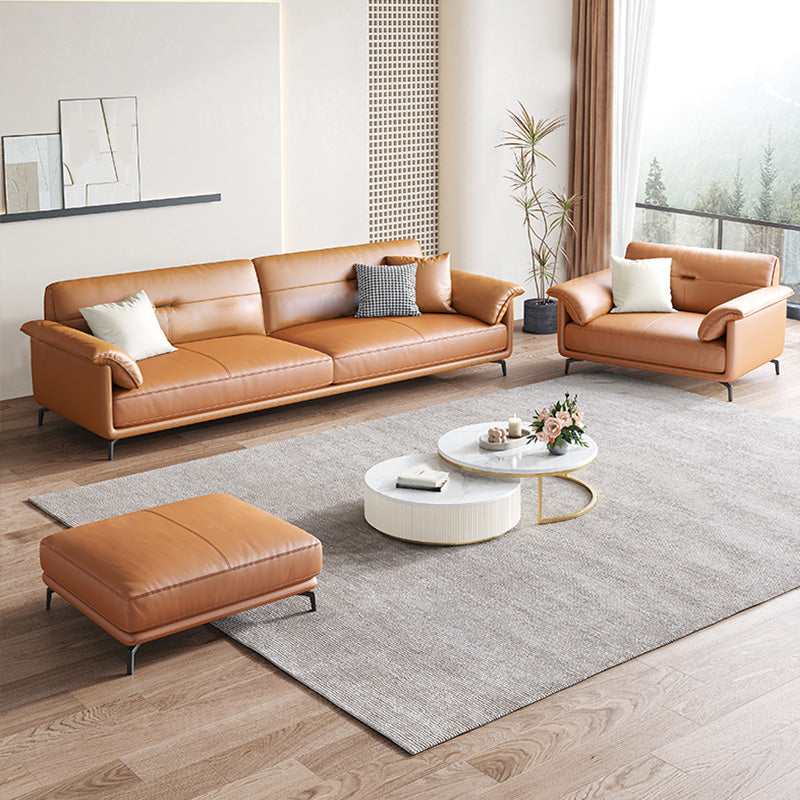 Sofa de canapé en cuir en cuir en cuir en cuir en housse de style nordique en orange pour l'appartement