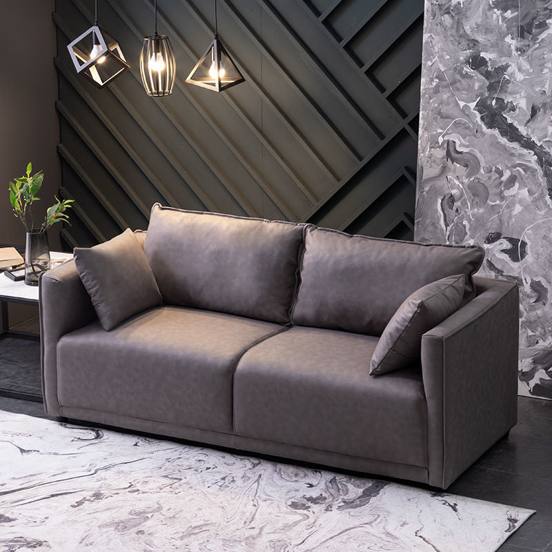 Loose Back 29.5" H Seating Square Arm Contemporary Sofa for Living Room Light Gray Tech Cloth Clearhalo 'furn' 'furn_sofas' 'Furniture' 'Living Room Furniture' 'Sofa' 'sofas' 7071906