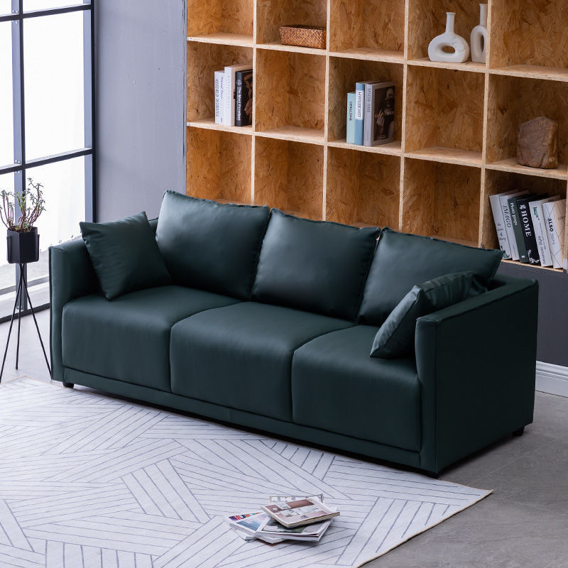 Loose Back 29.5" H Seating Square Arm Contemporary Sofa for Living Room 83"L x 29.5"W x 29.5"H Blackish Green PU（Polyurethane） Clearhalo 'furn' 'furn_sofas' 'Furniture' 'Living Room Furniture' 'Sofa' 'sofas' 7071911