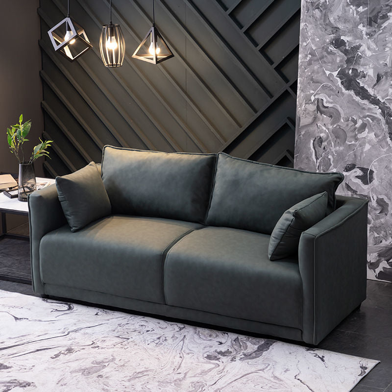 Loose Back 29.5" H Seating Square Arm Contemporary Sofa for Living Room Blackish Green Tech Cloth Clearhalo 'furn' 'furn_sofas' 'Furniture' 'Living Room Furniture' 'Sofa' 'sofas' 7071923