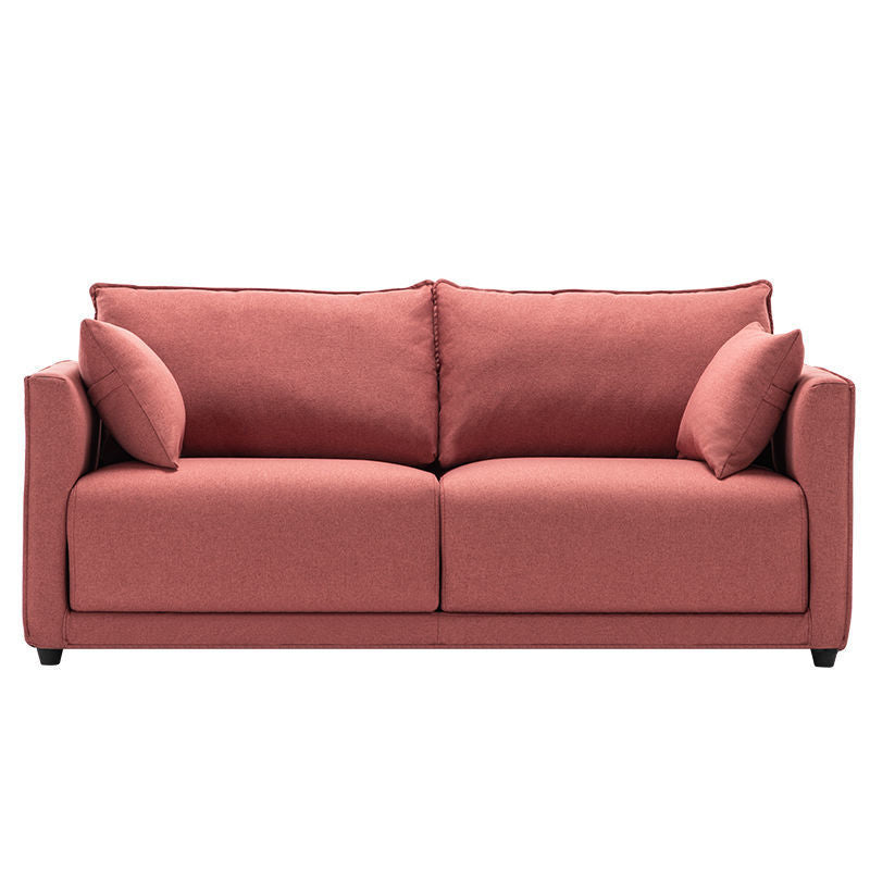 Loose Back 29.5" H Seating Square Arm Contemporary Sofa for Living Room Red Linen Blend Clearhalo 'furn' 'furn_sofas' 'Furniture' 'Living Room Furniture' 'Sofa' 'sofas' 7071932