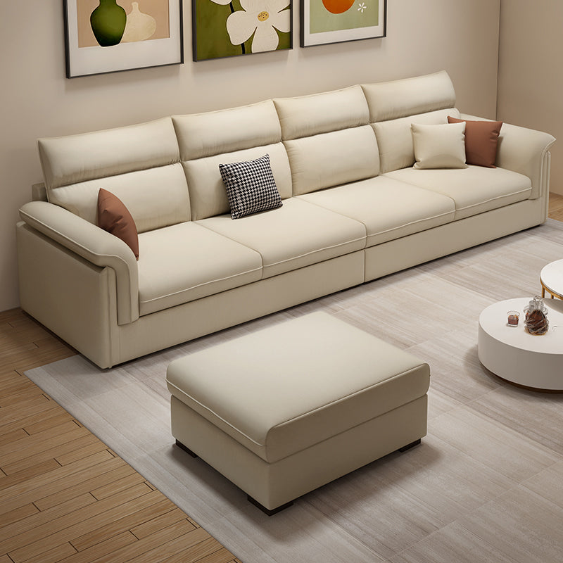 Contemporary Faux Leather Sofa with Ottoman Included in Pine Wood Clearhalo 'furn' 'furn_sofas' 'Furniture' 'Living Room Furniture' 'Sofa' 'sofas' 7071989