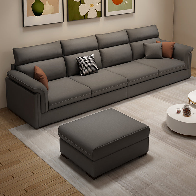 Contemporary Faux Leather Sofa with Ottoman Included in Pine Wood Clearhalo 'furn' 'furn_sofas' 'Furniture' 'Living Room Furniture' 'Sofa' 'sofas' 7071996