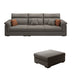Contemporary Faux Leather Sofa with Ottoman Included in Pine Wood 3-Seater Sofa with Ottoman Dark Gray Clearhalo 'furn' 'furn_sofas' 'Furniture' 'Living Room Furniture' 'Sofa' 'sofas' 7071998