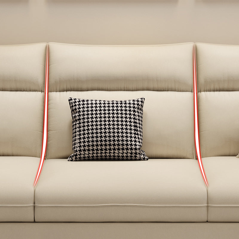 Contemporary Faux Leather Sofa with Ottoman Included in Pine Wood Clearhalo 'furn' 'furn_sofas' 'Furniture' 'Living Room Furniture' 'Sofa' 'sofas' 7072000