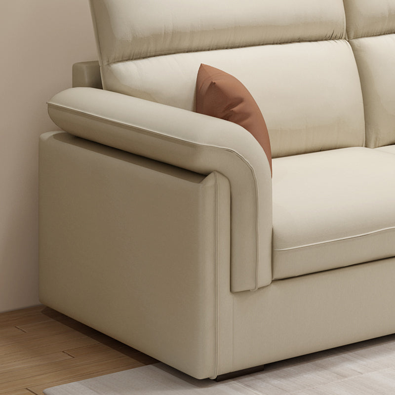 Contemporary Faux Leather Sofa with Ottoman Included in Pine Wood Clearhalo 'furn' 'furn_sofas' 'Furniture' 'Living Room Furniture' 'Sofa' 'sofas' 7072001