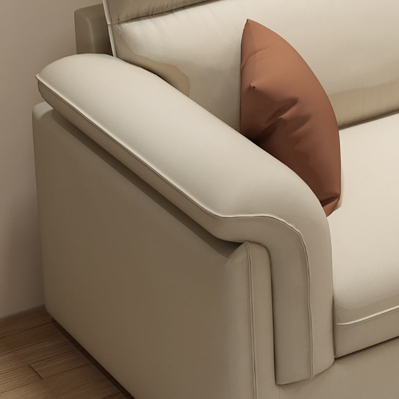 Contemporary Faux Leather Sofa with Ottoman Included in Pine Wood Clearhalo 'furn' 'furn_sofas' 'Furniture' 'Living Room Furniture' 'Sofa' 'sofas' 7072004