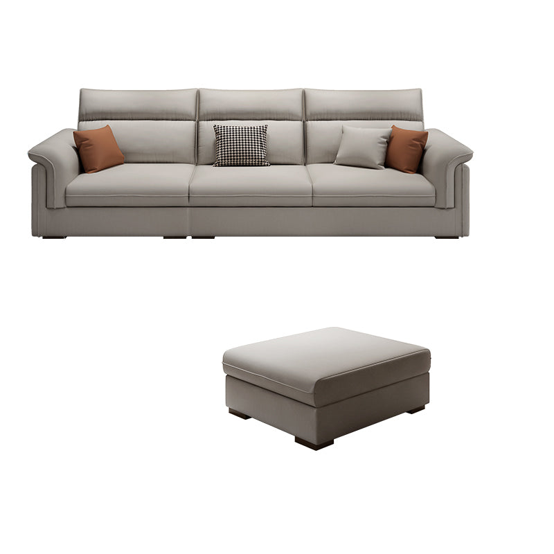 Contemporary Faux Leather Sofa with Ottoman Included in Pine Wood Oversized 3-Seater Sofa with Ottoman Grey Clearhalo 'furn' 'furn_sofas' 'Furniture' 'Living Room Furniture' 'Sofa' 'sofas' 7072007