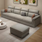 Contemporary Faux Leather Sofa with Ottoman Included in Pine Wood Clearhalo 'furn' 'furn_sofas' 'Furniture' 'Living Room Furniture' 'Sofa' 'sofas' 7072013