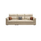 Contemporary Faux Leather Sofa with Ottoman Included in Pine Wood 3-Seater Sofa Off-White Clearhalo 'furn' 'furn_sofas' 'Furniture' 'Living Room Furniture' 'Sofa' 'sofas' 7072014