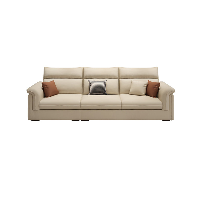 Contemporary Faux Leather Sofa with Ottoman Included in Pine Wood 3-Seater Sofa Off-White Clearhalo 'furn' 'furn_sofas' 'Furniture' 'Living Room Furniture' 'Sofa' 'sofas' 7072014