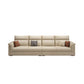 Contemporary Faux Leather Sofa with Ottoman Included in Pine Wood 4-Seater Sofa Off-White Clearhalo 'furn' 'furn_sofas' 'Furniture' 'Living Room Furniture' 'Sofa' 'sofas' 7072016