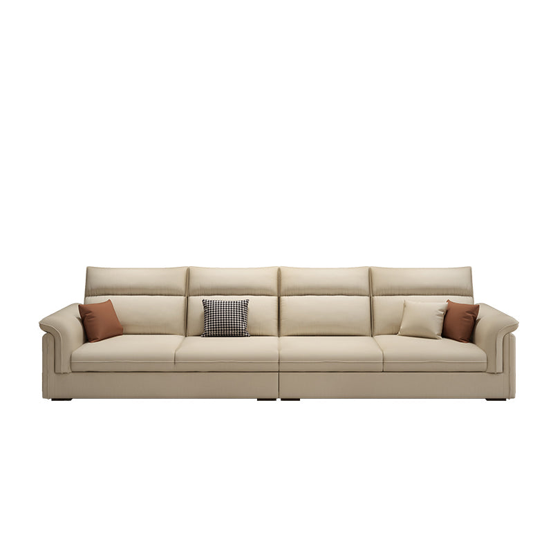Contemporary Faux Leather Sofa with Ottoman Included in Pine Wood Oversized 4-Seater Sofa Off-White Clearhalo 'furn' 'furn_sofas' 'Furniture' 'Living Room Furniture' 'Sofa' 'sofas' 7072017