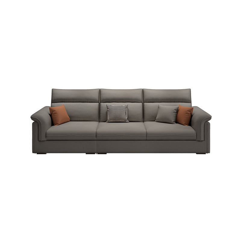 Contemporary Faux Leather Sofa with Ottoman Included in Pine Wood 3-Seater Sofa Dark Gray Clearhalo 'furn' 'furn_sofas' 'Furniture' 'Living Room Furniture' 'Sofa' 'sofas' 7072018
