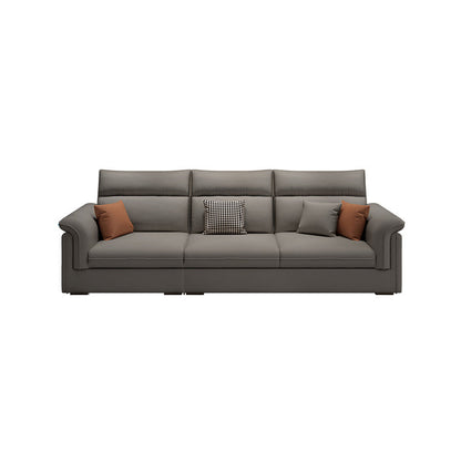 Contemporary Faux Leather Sofa with Ottoman Included in Pine Wood 3-Seater Sofa Dark Gray Clearhalo 'furn' 'furn_sofas' 'Furniture' 'Living Room Furniture' 'Sofa' 'sofas' 7072018