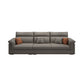 Contemporary Faux Leather Sofa with Ottoman Included in Pine Wood Oversized 3-Seater Sofa Dark Gray Clearhalo 'furn' 'furn_sofas' 'Furniture' 'Living Room Furniture' 'Sofa' 'sofas' 7072019