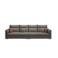 Contemporary Faux Leather Sofa with Ottoman Included in Pine Wood 4-Seater Sofa Dark Gray Clearhalo 'furn' 'furn_sofas' 'Furniture' 'Living Room Furniture' 'Sofa' 'sofas' 7072020