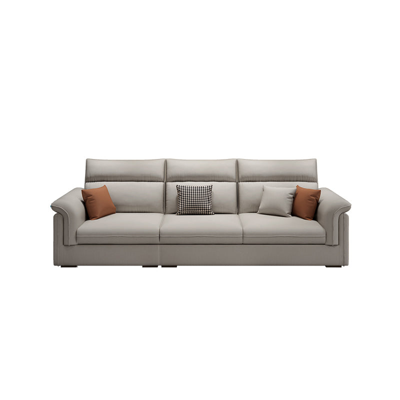 Contemporary Faux Leather Sofa with Ottoman Included in Pine Wood 3-Seater Sofa Grey Clearhalo 'furn' 'furn_sofas' 'Furniture' 'Living Room Furniture' 'Sofa' 'sofas' 7072022