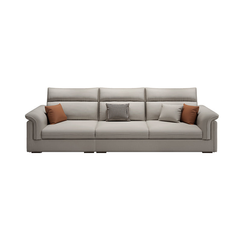 Contemporary Faux Leather Sofa with Ottoman Included in Pine Wood Oversized 3-Seater Sofa Grey Clearhalo 'furn' 'furn_sofas' 'Furniture' 'Living Room Furniture' 'Sofa' 'sofas' 7072023