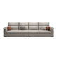 Contemporary Faux Leather Sofa with Ottoman Included in Pine Wood Oversized 4-Seater Sofa Grey Clearhalo 'furn' 'furn_sofas' 'Furniture' 'Living Room Furniture' 'Sofa' 'sofas' 7072025