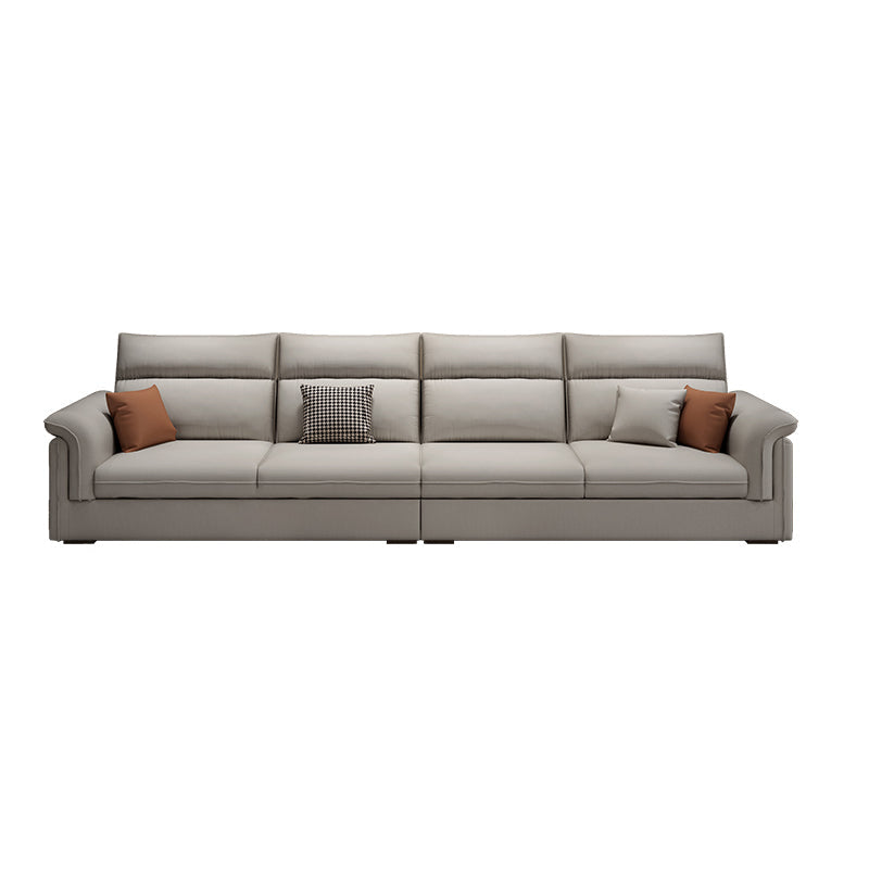 Contemporary Faux Leather Sofa with Ottoman Included in Pine Wood Oversized 4-Seater Sofa Grey Clearhalo 'furn' 'furn_sofas' 'Furniture' 'Living Room Furniture' 'Sofa' 'sofas' 7072025