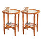 Solid Wood Accent Side Table Living Room Naturally Shaped Double Tier 4 Legs