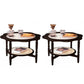 Solid Wood Accent Side Table Living Room Naturally Shaped Double Tier 4 Legs
