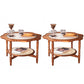 Solid Wood Accent Side Table Living Room Naturally Shaped Double Tier 4 Legs
