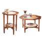 Solid Wood Accent Side Table Living Room Naturally Shaped Double Tier 4 Legs