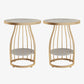 Glam Accent Side Table Living Room Double Tier Round with Storage Metal