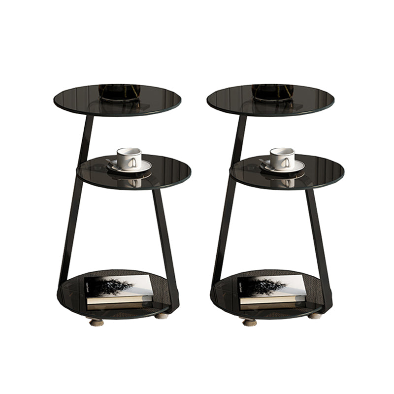 22.83 inch Tall Frame Side Table Modern Round Glass Side End Table