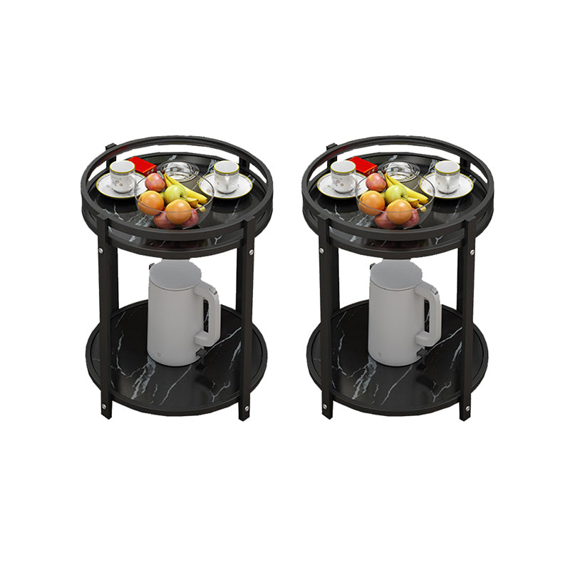 Glam Metal Storage End Table Double Tier Side Table for Living Room