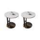 Glam C-shape Side Table Round Stone Top Sofa Side Accent Table