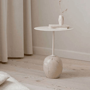 Modern Round Metal Side Table 15.74" Wide Pedestal End Table White 1