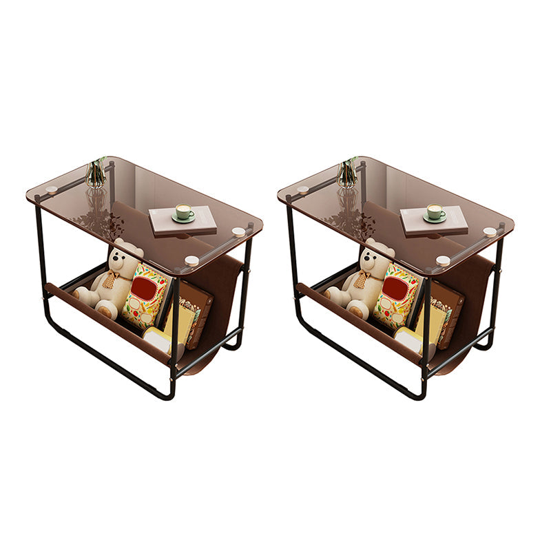 Glam Metal Side Table with Shelves Geometric Stone Top Accent Side Table 26.4"L x 15"W x 23.6"H Black 2 Clearhalo 'Coffee & Accent Tables' 'End & Side Tables' 'end_side_tables' 'furn' 'furn_end_side_tables' 'Furniture' 'Living Room Furniture' 7072988