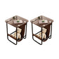 Glam Metal Side Table with Shelves Geometric Stone Top Accent Side Table 15"L x 15"W x 20"H Black 2 Clearhalo 'Coffee & Accent Tables' 'End & Side Tables' 'end_side_tables' 'furn' 'furn_end_side_tables' 'Furniture' 'Living Room Furniture' 7072991