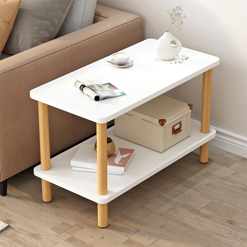 Table d'appoint en bois à double niveau de style moderniste géométrique pour le salon