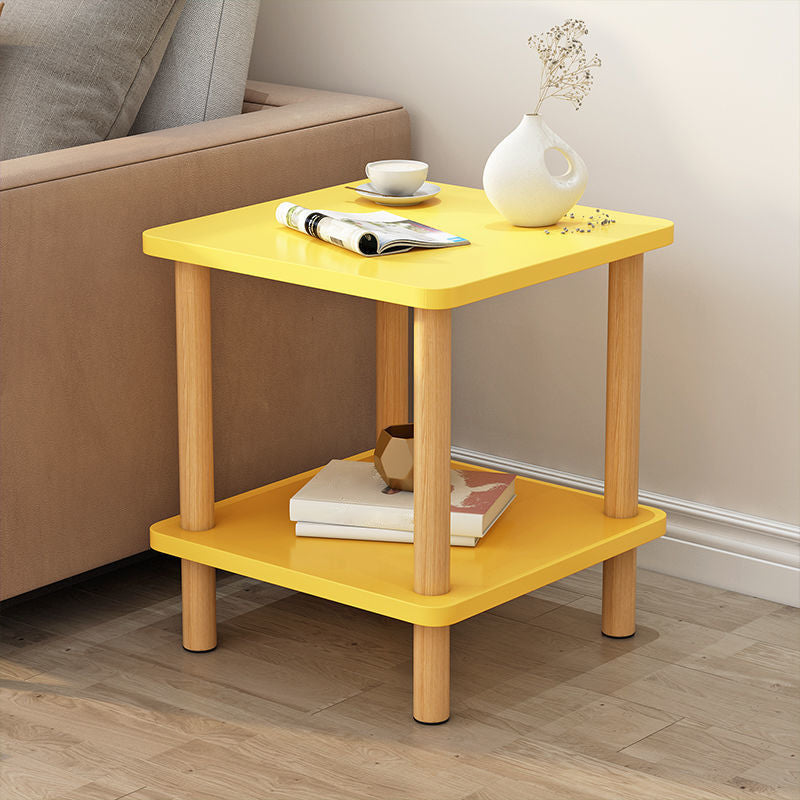 Table d'appoint en bois à double niveau de style moderniste géométrique pour le salon