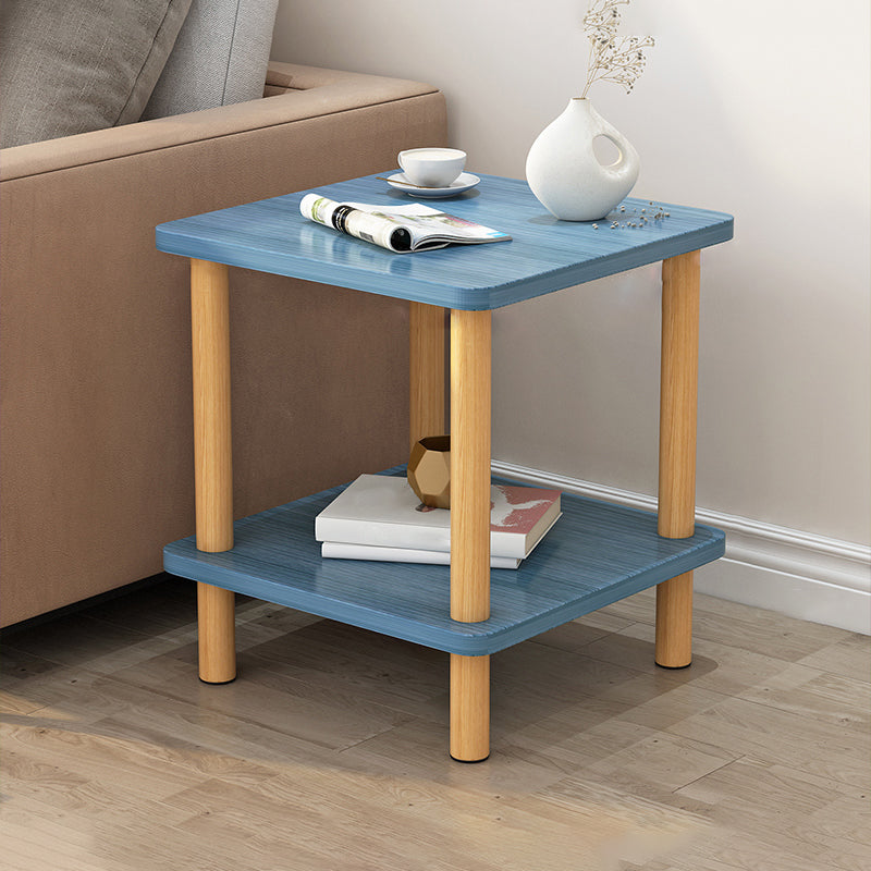 Table d'appoint en bois à double niveau de style moderniste géométrique pour le salon