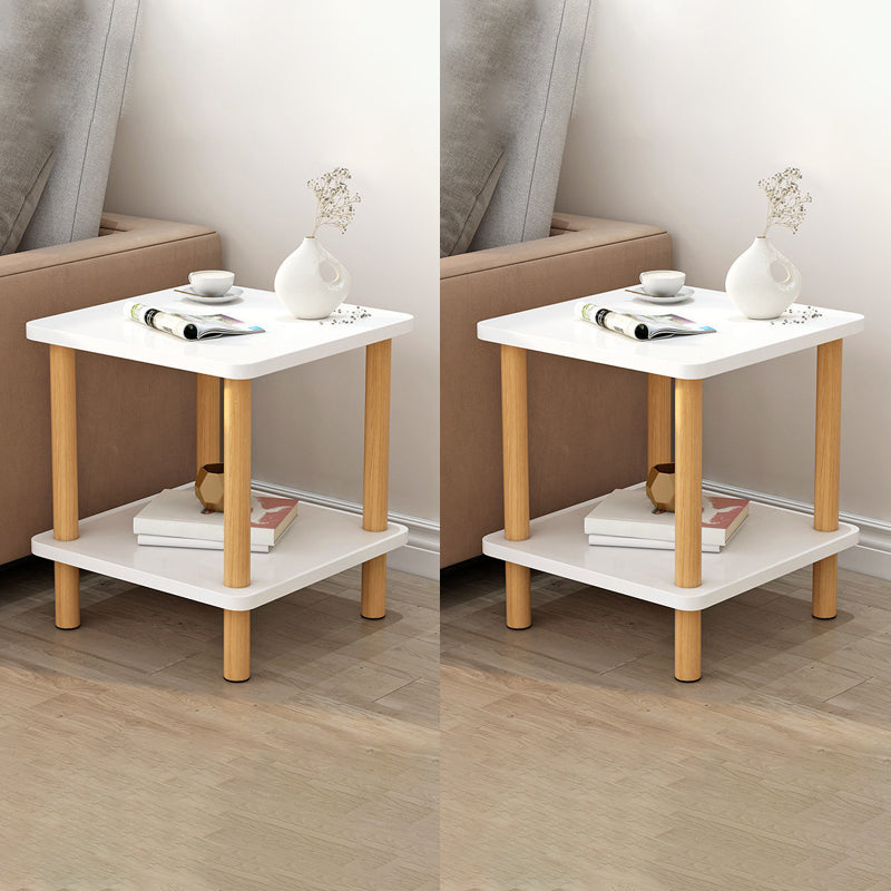 Table d'appoint en bois à double niveau de style moderniste géométrique pour le salon