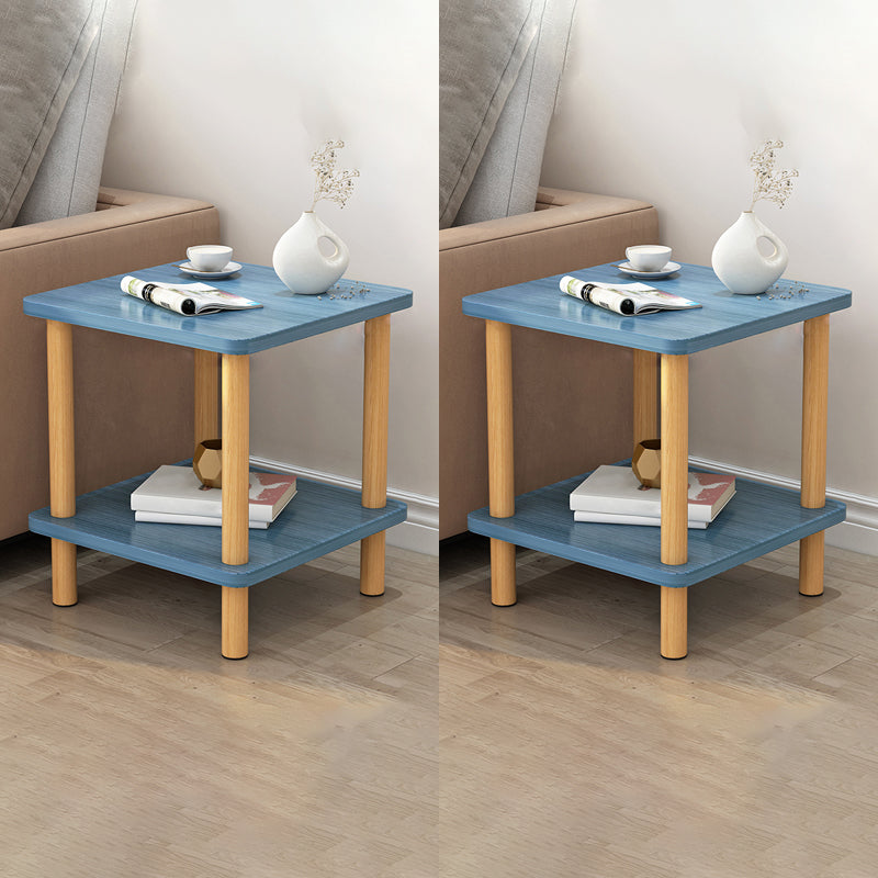 Table d'appoint en bois à double niveau de style moderniste géométrique pour le salon