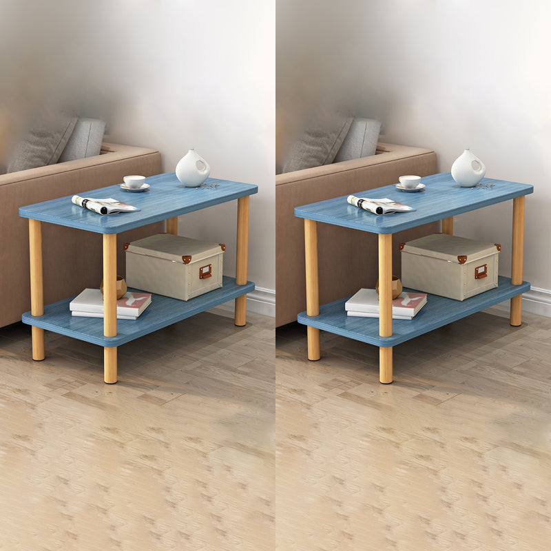 Table d'appoint en bois à double niveau de style moderniste géométrique pour le salon