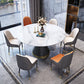 Metal Pedestal Dining Table Extendable Table for Kitchen Dining Room Black Without Chairs Clearhalo 'Dining Tables & Seating' 'Dining Tables' 'dining_table' 'furn' 'furn_dining_table' 'Furniture' 'Kitchen & Dining Furniture' 7073269