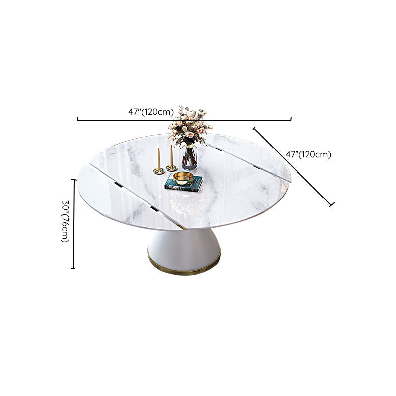 Metal Pedestal Dining Table Extendable Table for Kitchen Dining Room Clearhalo 'Dining Tables & Seating' 'Dining Tables' 'dining_table' 'furn' 'furn_dining_table' 'Furniture' 'Kitchen & Dining Furniture' 7073276